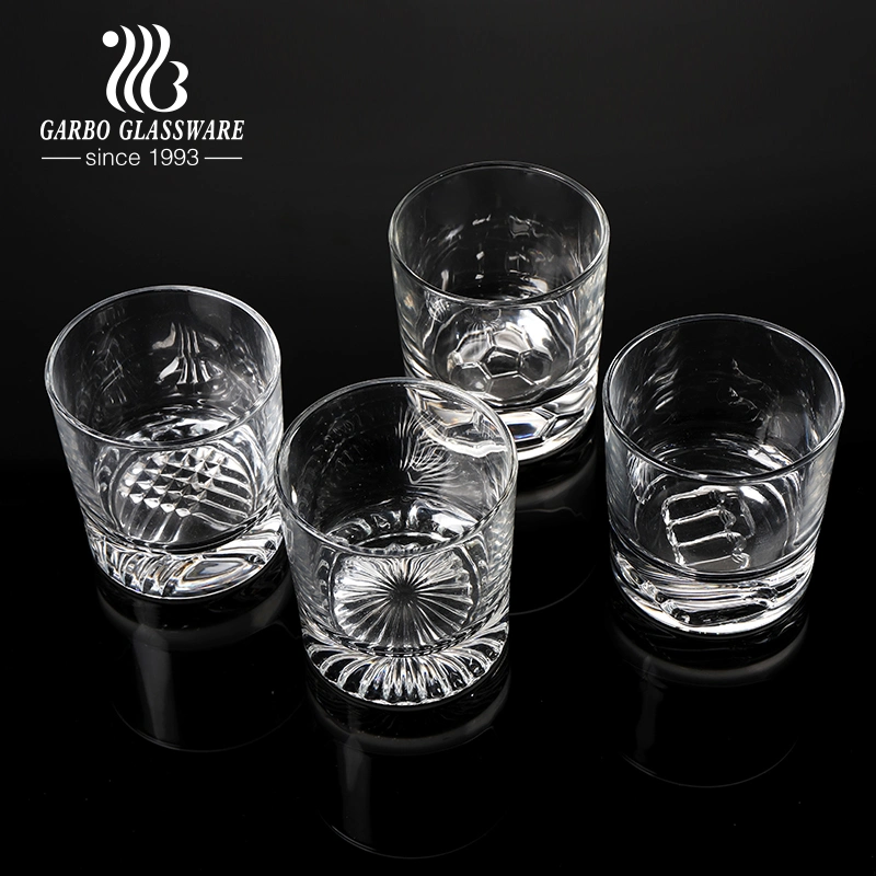 Wholesale Crystal Designed Whiskey Glass 10oz Shot Drinking Cup with Clear Heavy Bottom 300ml