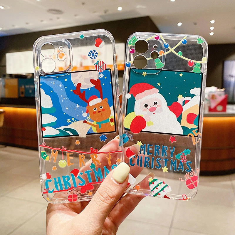 Cartoon Moose Applicable Cute Christmas iPhone 13 Case Apple 12PRO Transparent Case 14max Protective Cover