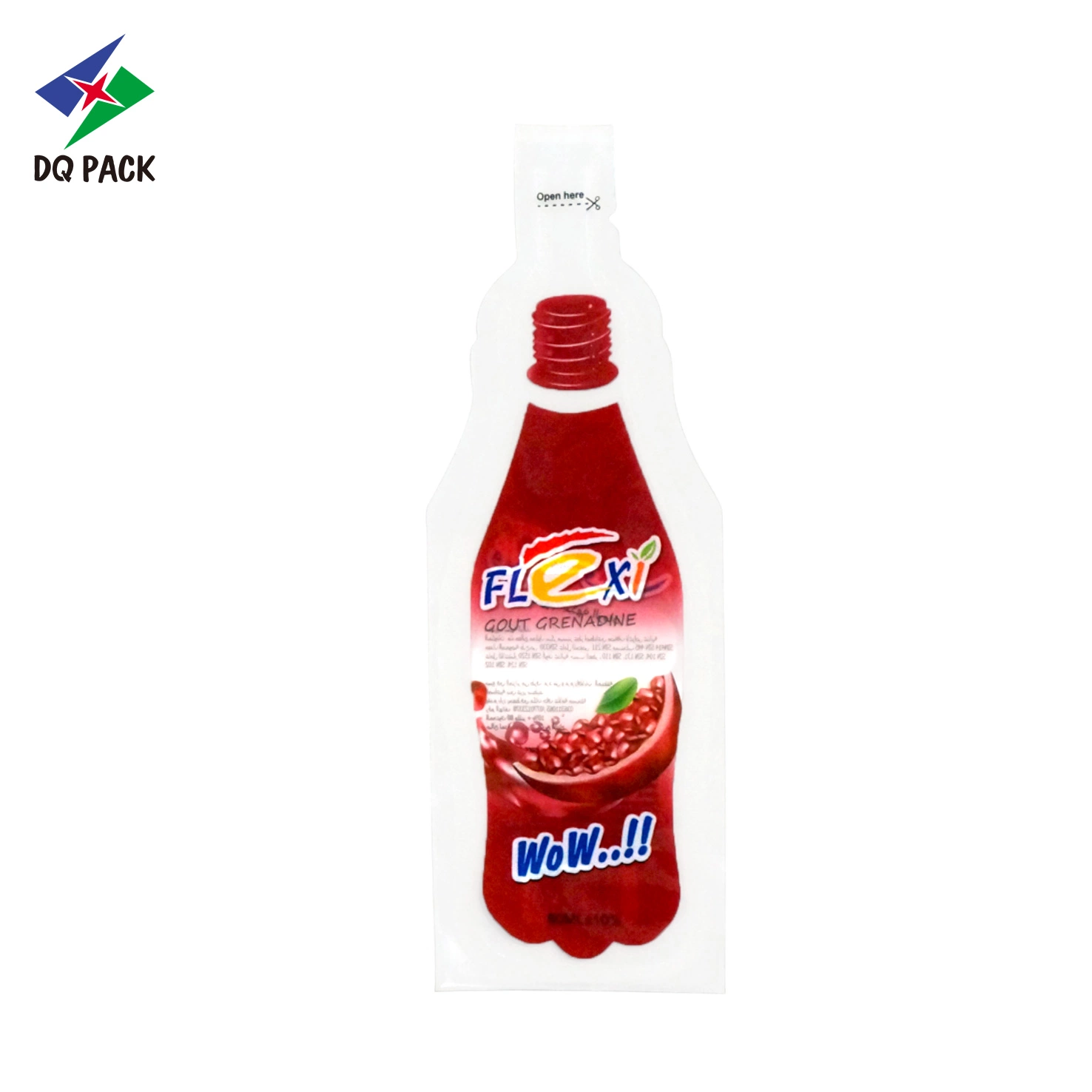 Dq Pack China Plastic Packaging Printing Liquid Food Drink Bottle Shaped Injection Bag