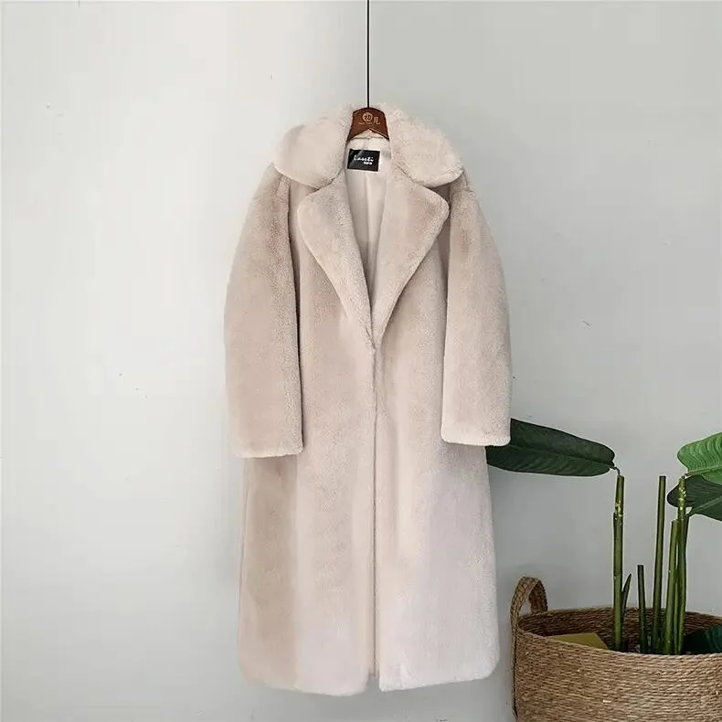 2023 Winter Women Coat Luxury Vegan Fur Coat Faux Mink Abrigo largo de piel sintética para mujer para mujer