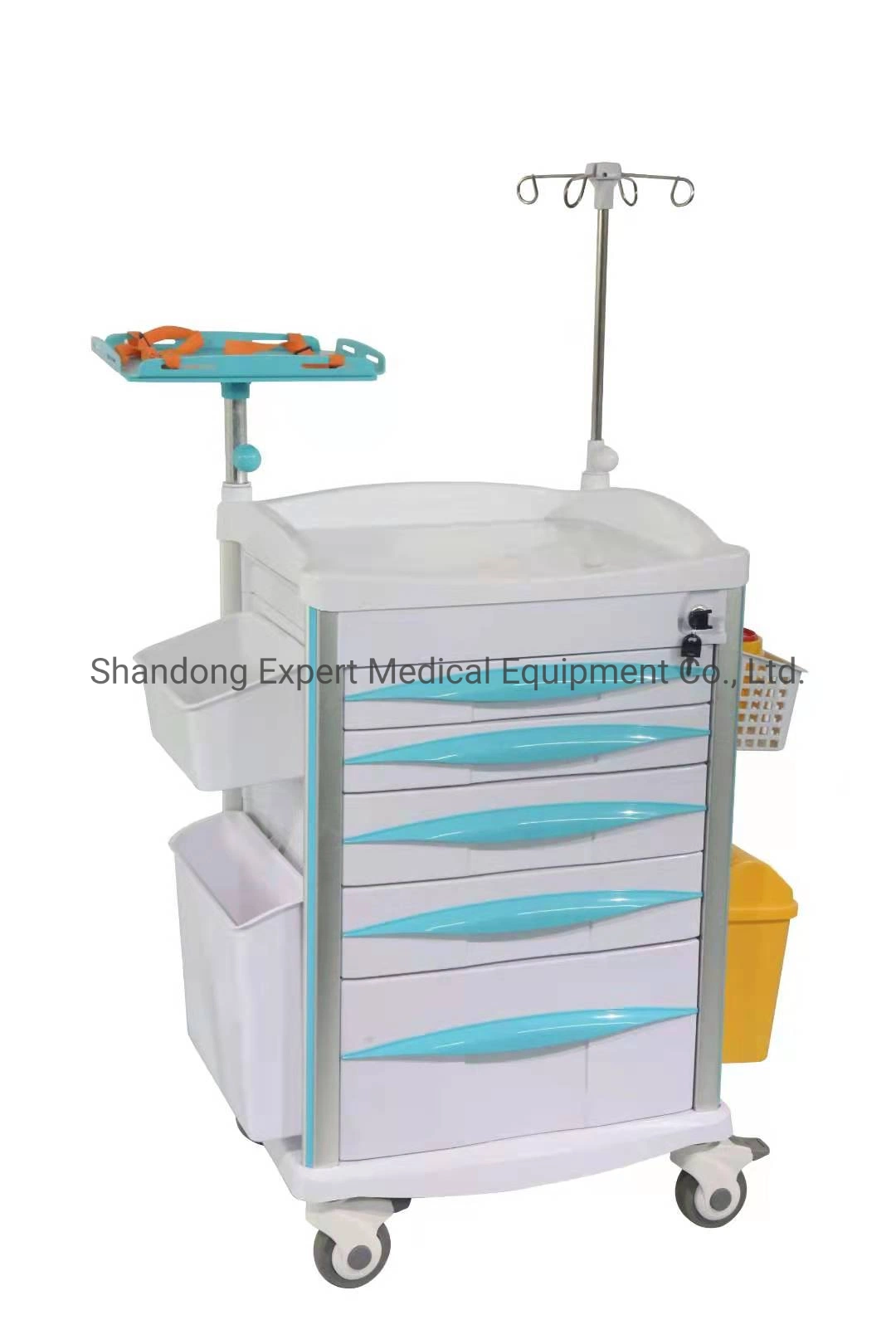 Hospital Furniture ABS Plastic Anesthesia Medicine Medical Cart Emergency Trolley