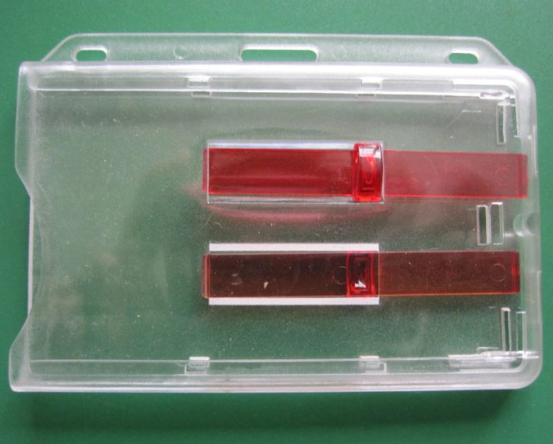 Slider de policarbonato Mate Titular de Tarjeta de acceso, Mate rígida horizontal de 2 cartas dispensador con extractor de rojo las diapositivas