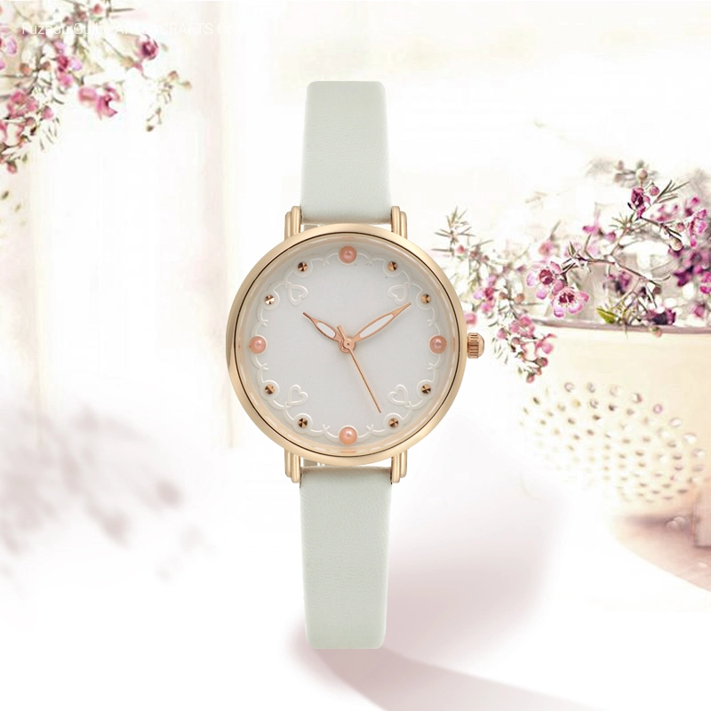 2021 Fashion Women Leather Stainless Steel Back Water Resistant Lady Ladies Quartz Wrist Watch