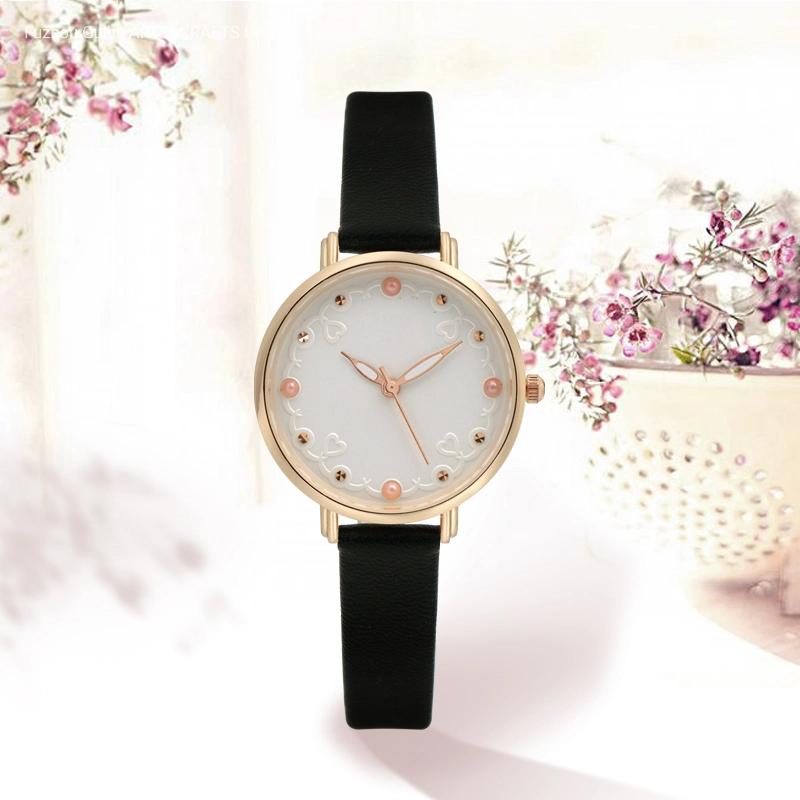 2021 Fashion Women Leather Stainless Steel Back Water Resistant Lady Ladies Quartz Wrist Watch