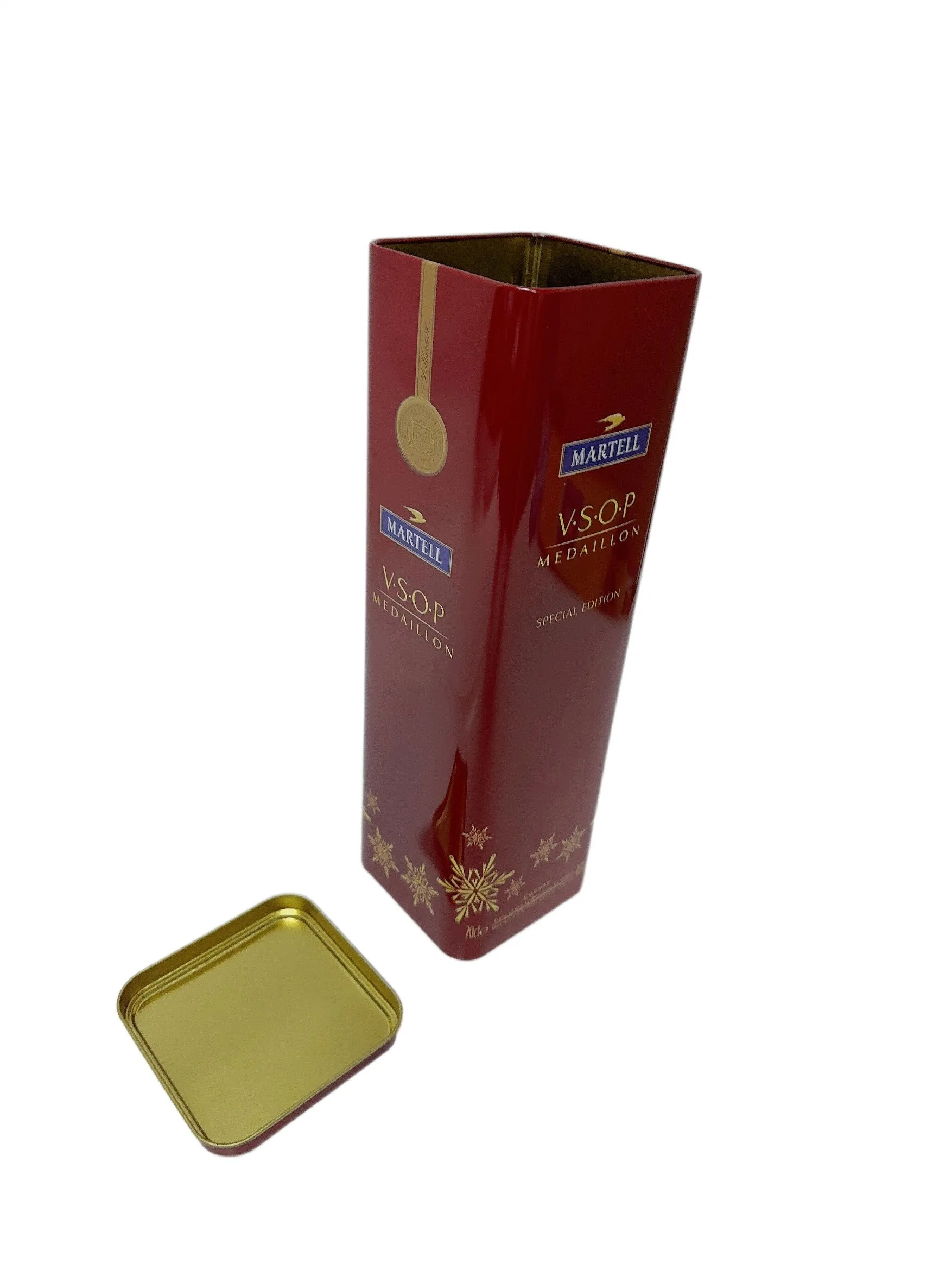 Square Shape Wine Liquor Tin Box Metal Tin Bottle Wine Tin Can Gift Packaging Tin Box