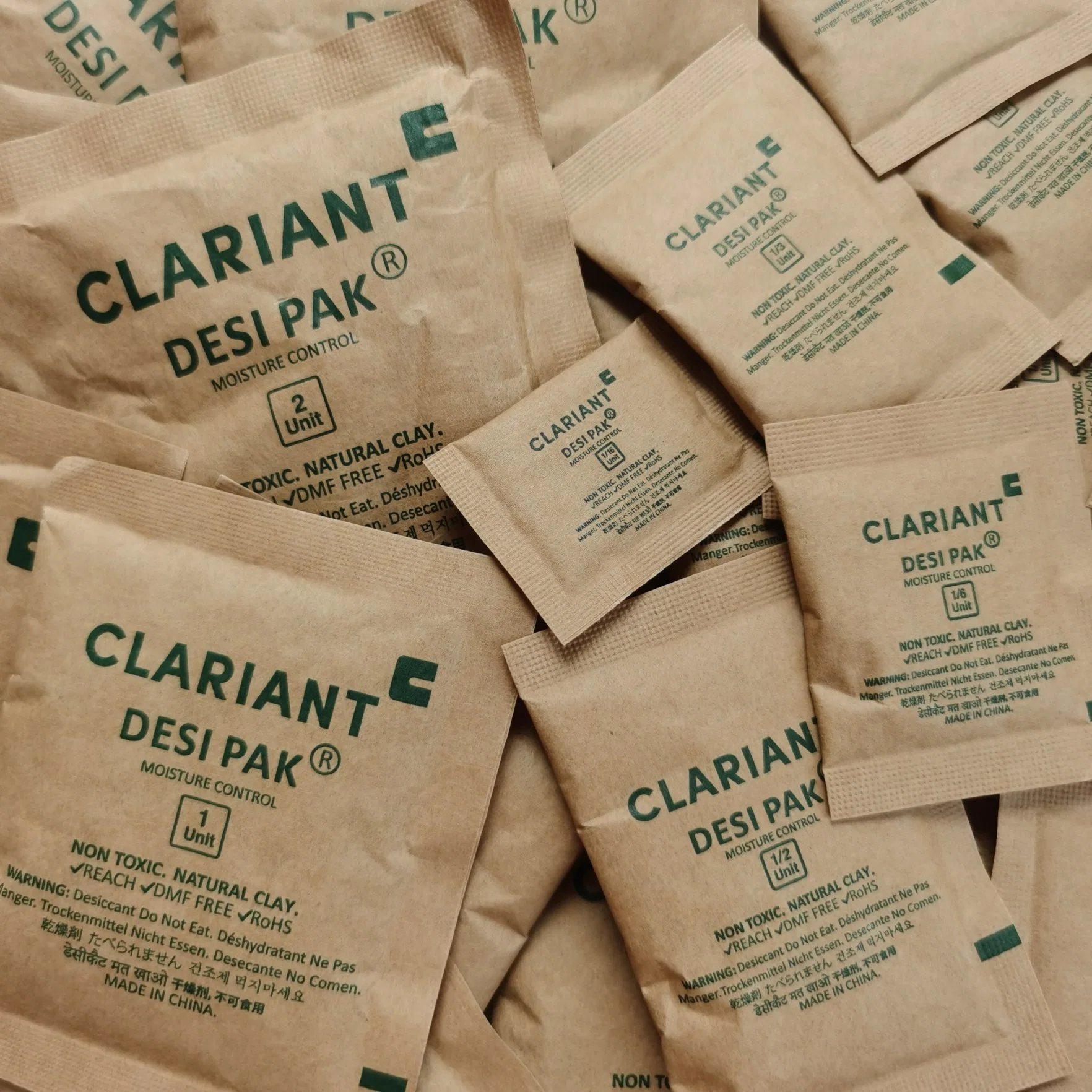 Desi Pak Moisture Control Clay Desiccant Sachet in FSC Kraft Paper (6g) for Leather Handbag