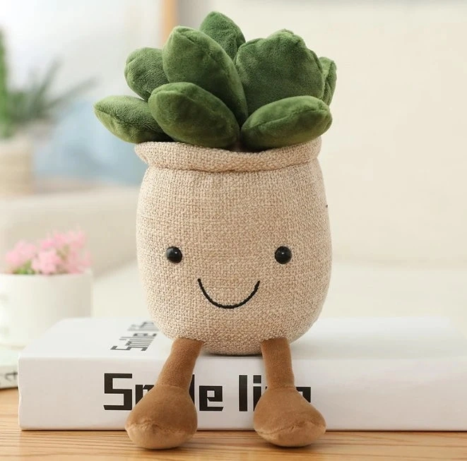 Kawaii macetas con plantas suculentas de peluche juguete de decoración de interiores