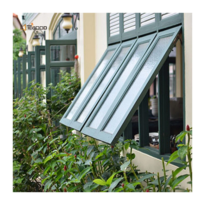 CE Certified Double Glazed Tempered Glass Aluminum Awning Grill Window with Low-E for Residential