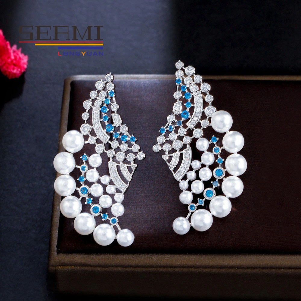 New Design Fashion Drop Earring with Pearl Fan for Trendy Women