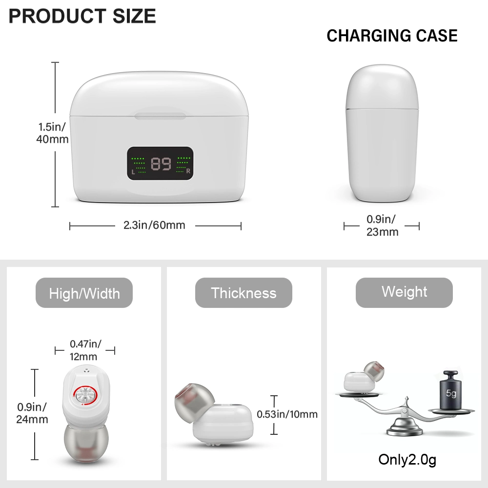 The Latest White in-Ear Rechargeable Sound Amplifier Mini Invisible Inner Ear Hearing Amplifier Aids