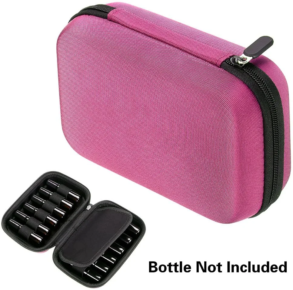 Wholesale/Supplier Pink Color 12 Bottles EVA Hard Essential Oil Case with Middle Plate to Protect The Bottle