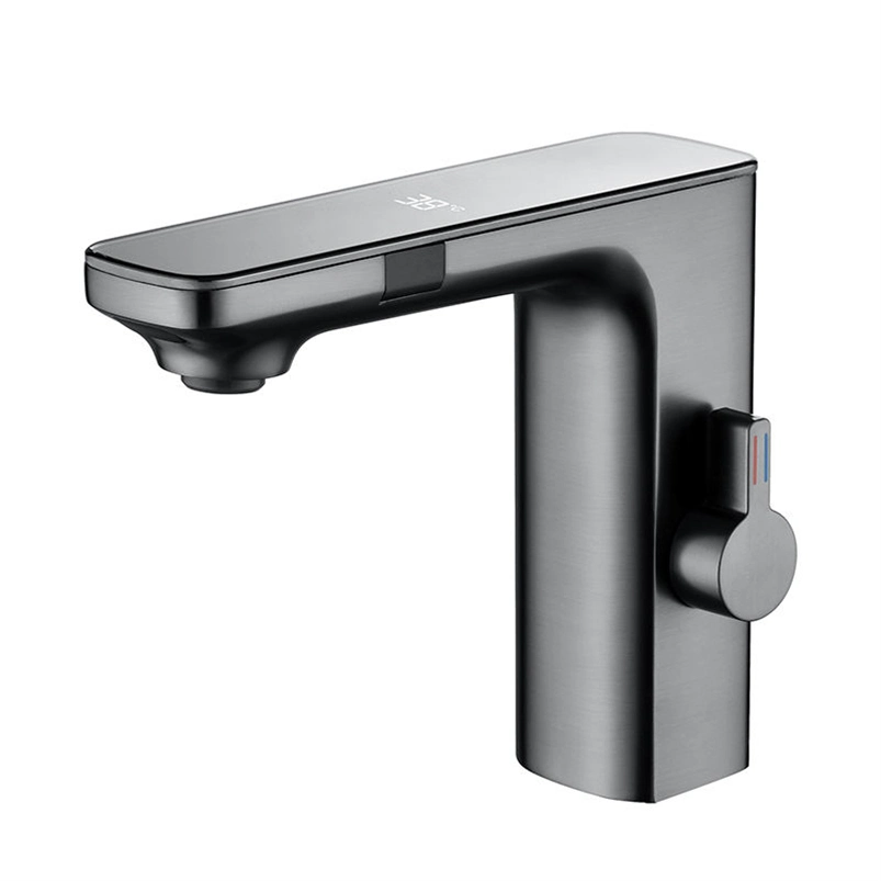 Touchless moderno da Bacia do Sensor Automático Inteligente com display digital para banheiro Hotel Vaidade Automática - Água, indução de dupla saída de água, carrinho de cerâmica