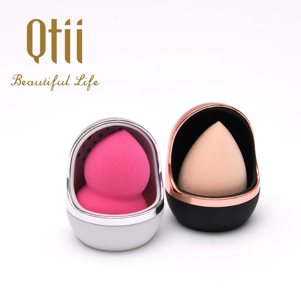 Rotatable Makeup Beauty Sponge Blender Cosmetic Case with Soft Touch Paint for Travel or Home