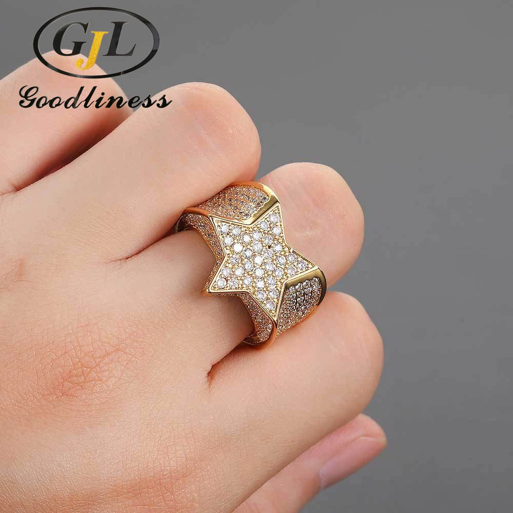 Wholesale/Supplier Fashion Brass Ring Star-Shaped Ring Hip Hop Jewelry