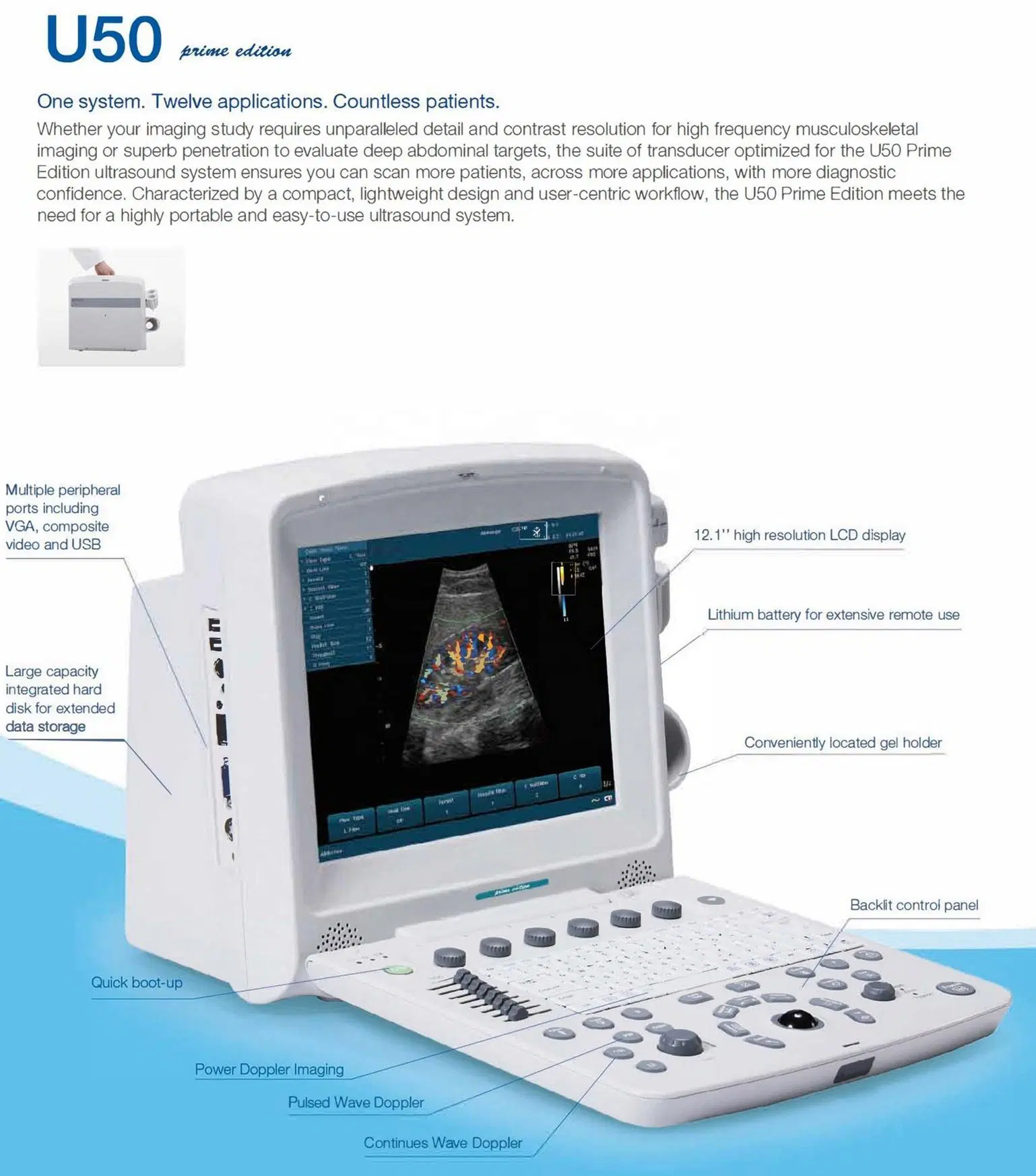 Edan U50 12.1 Inch Portable Color Doppler Ultrasound