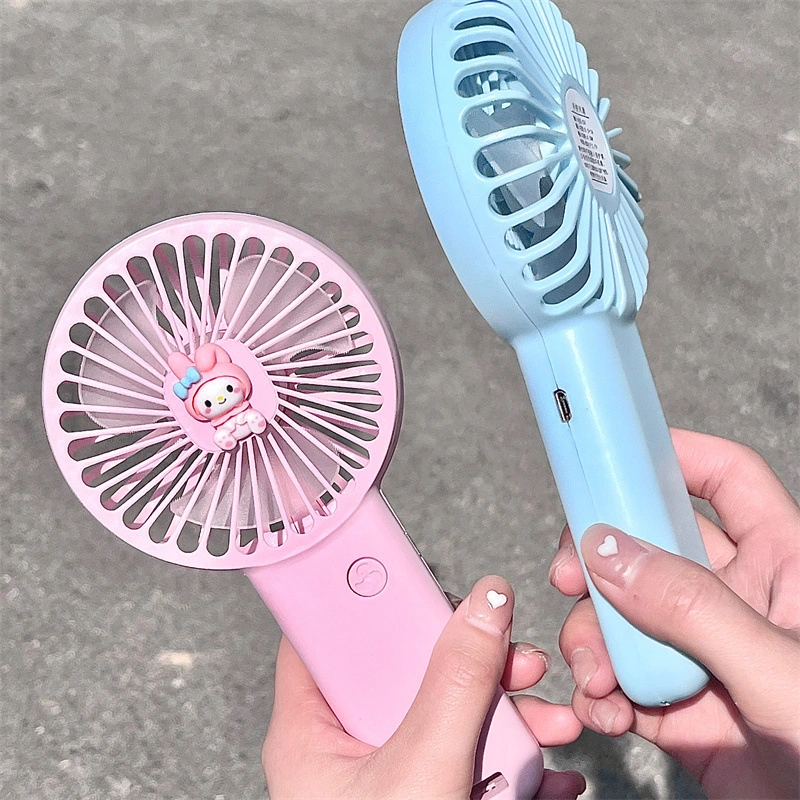 Ruunjoy Kawaii Sanrio Electric Fan Summer Cool Toy Anime Cartoon Cinnamoroll Kuromi Handheld USB Desktop Holder Portable Fan Gifts