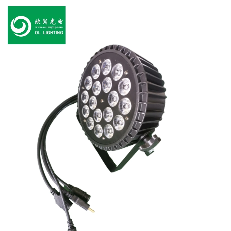 Stage Light 18PCS RGBWA 5in1 LED Flat par Light Professional Luzes DJ de iluminação de par para interior Stage