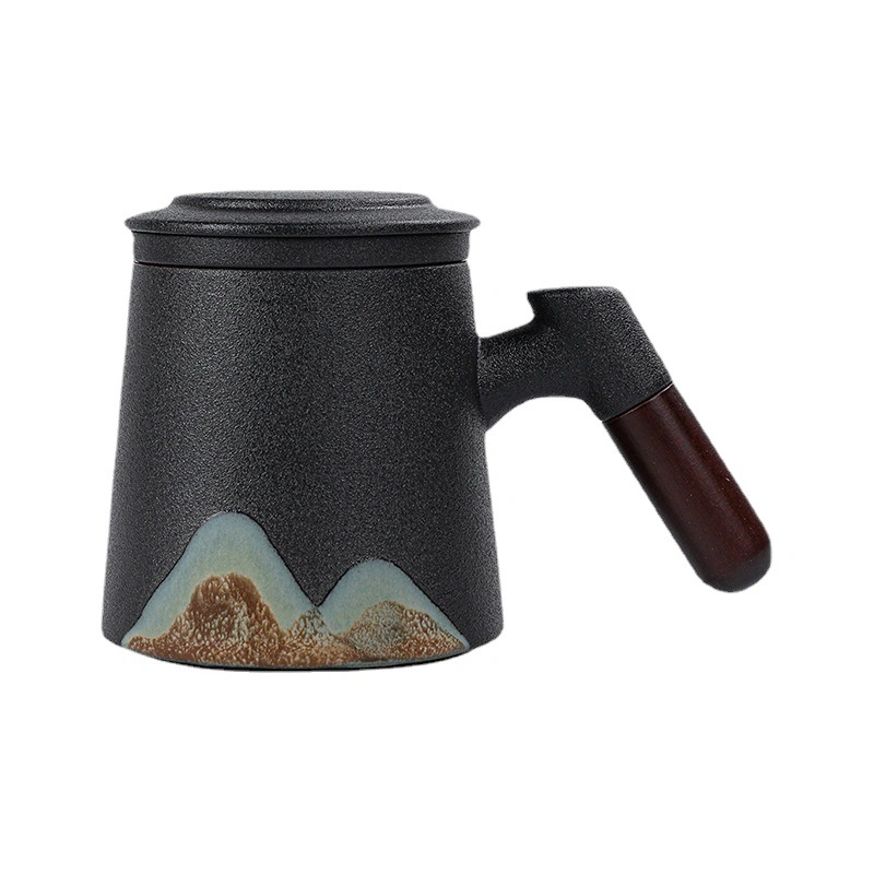 Factory Directly Sale Glazed Hand-Painted Ceramic Filter Mug Tea Separation