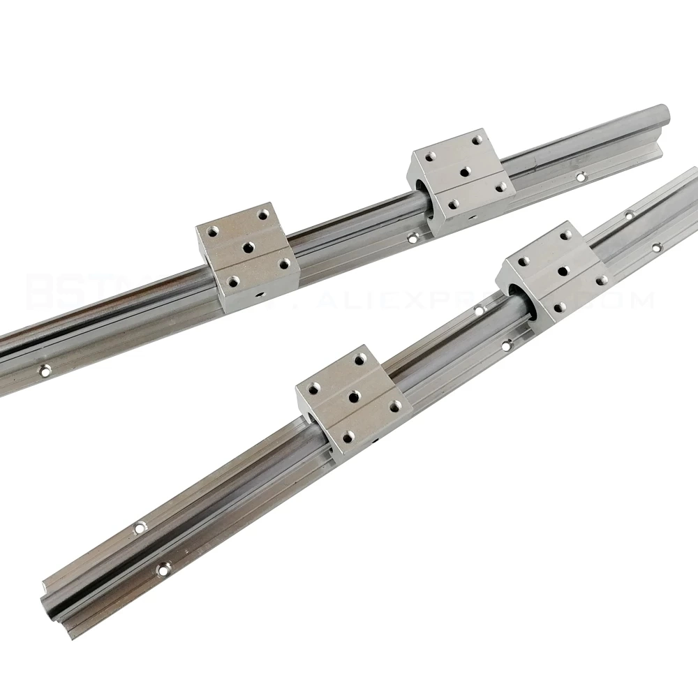 Linear Rail 2 Set SBR 20-650mm 2xlinear Rail Guide and 4X Bearing Blocks Set Guideway Square Type for Automated Machines and Equipments