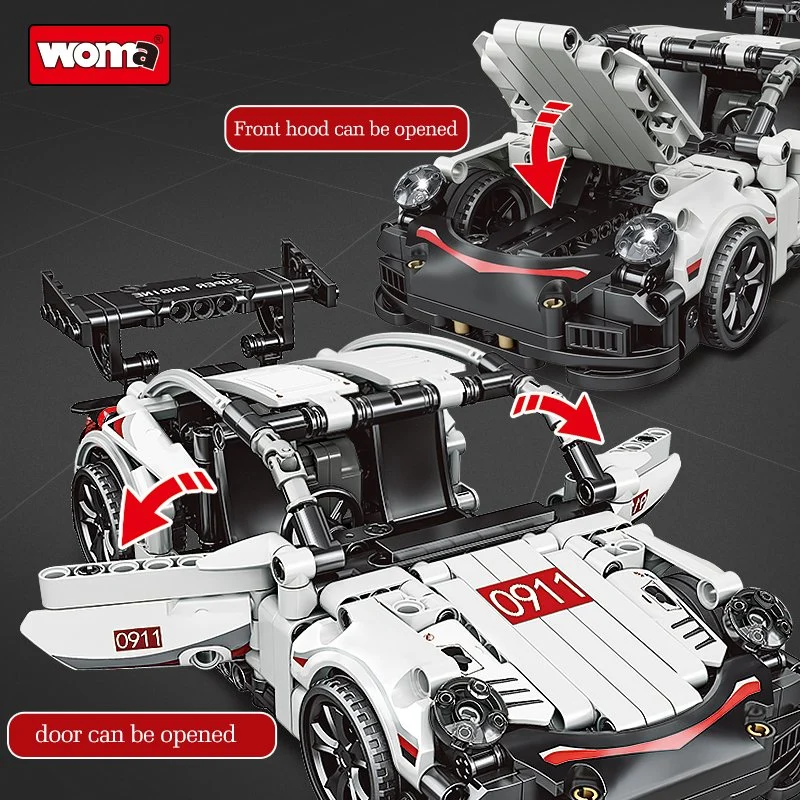 Woma Toys Kids Technic Machinery Pull Back Car Model Assembly DIY Speed Racing Car Mechanical Building Block Bricks Set Christmas Gift Vehicle Toys