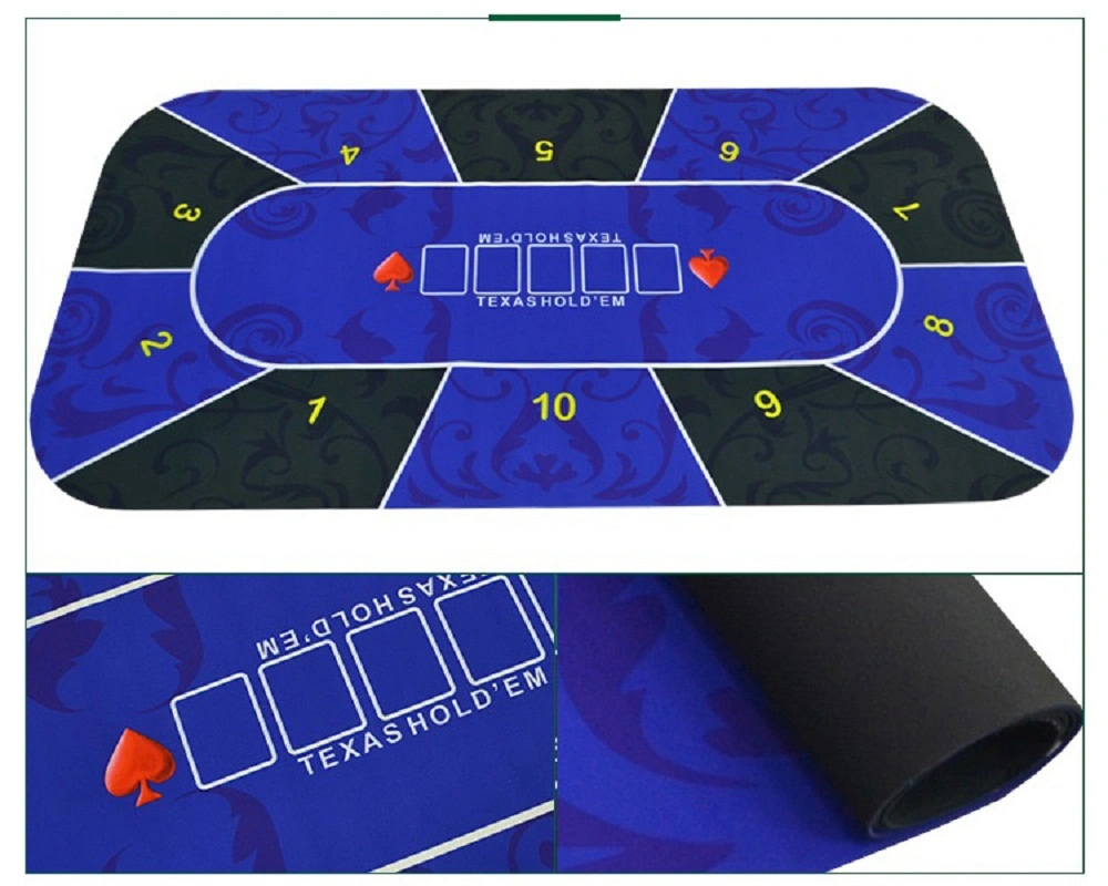 Customized Printing Casino Table Cloth Gambling 1.8m Rubber Poker Table Mat