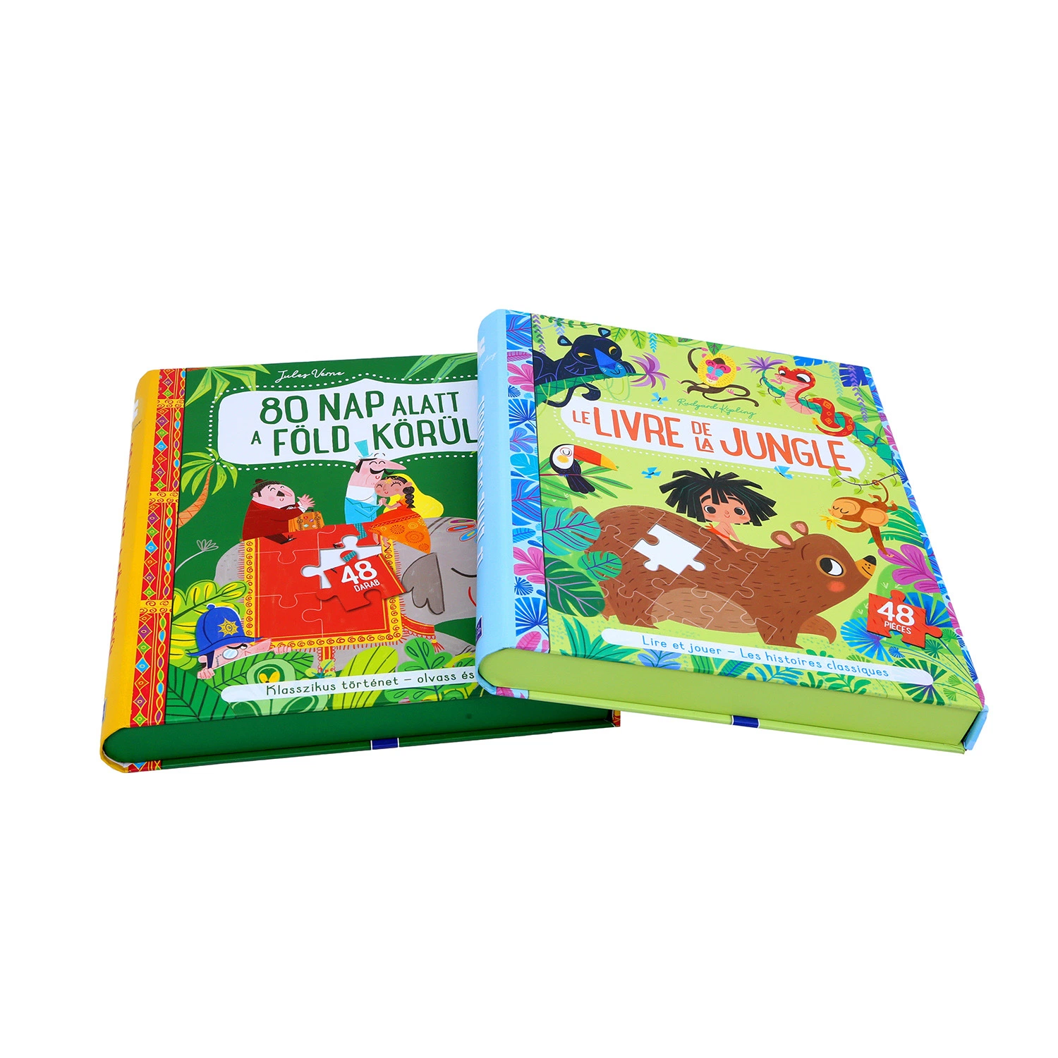 Conjunto de livros infantis e impressão de caixas