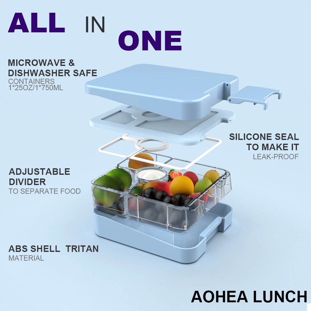 Caixa de transporte segura para o recipiente de recolha de Aohea Micro-ondas Food Bento lunch Box