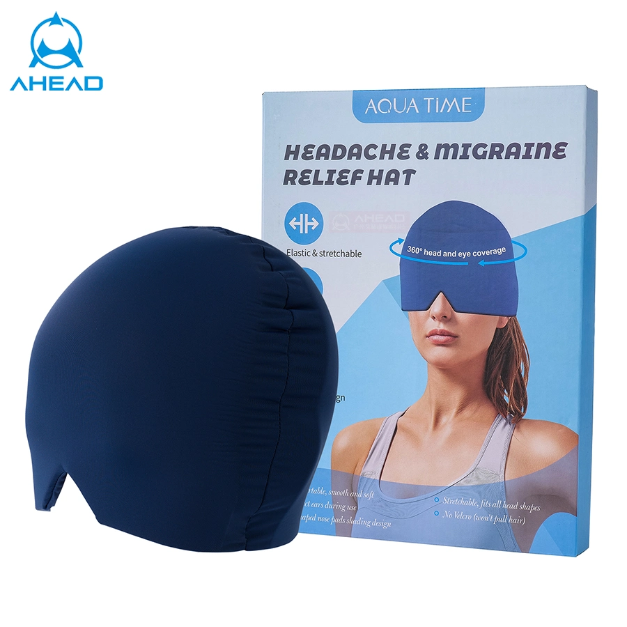 Tapa de alivio de la migraña cómodo elástico Hielo Eye Gel Máscara de dolor de cabeza de hielo de alivio de la migraña Hat