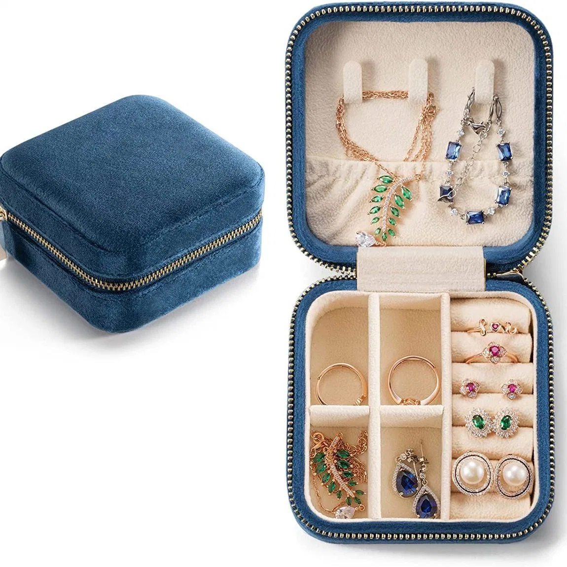 Wholesale Custom PU Leather Black Jewelry Box Organizer Travel Portable Small Jewellery Ring Earring Wedding Gift Case