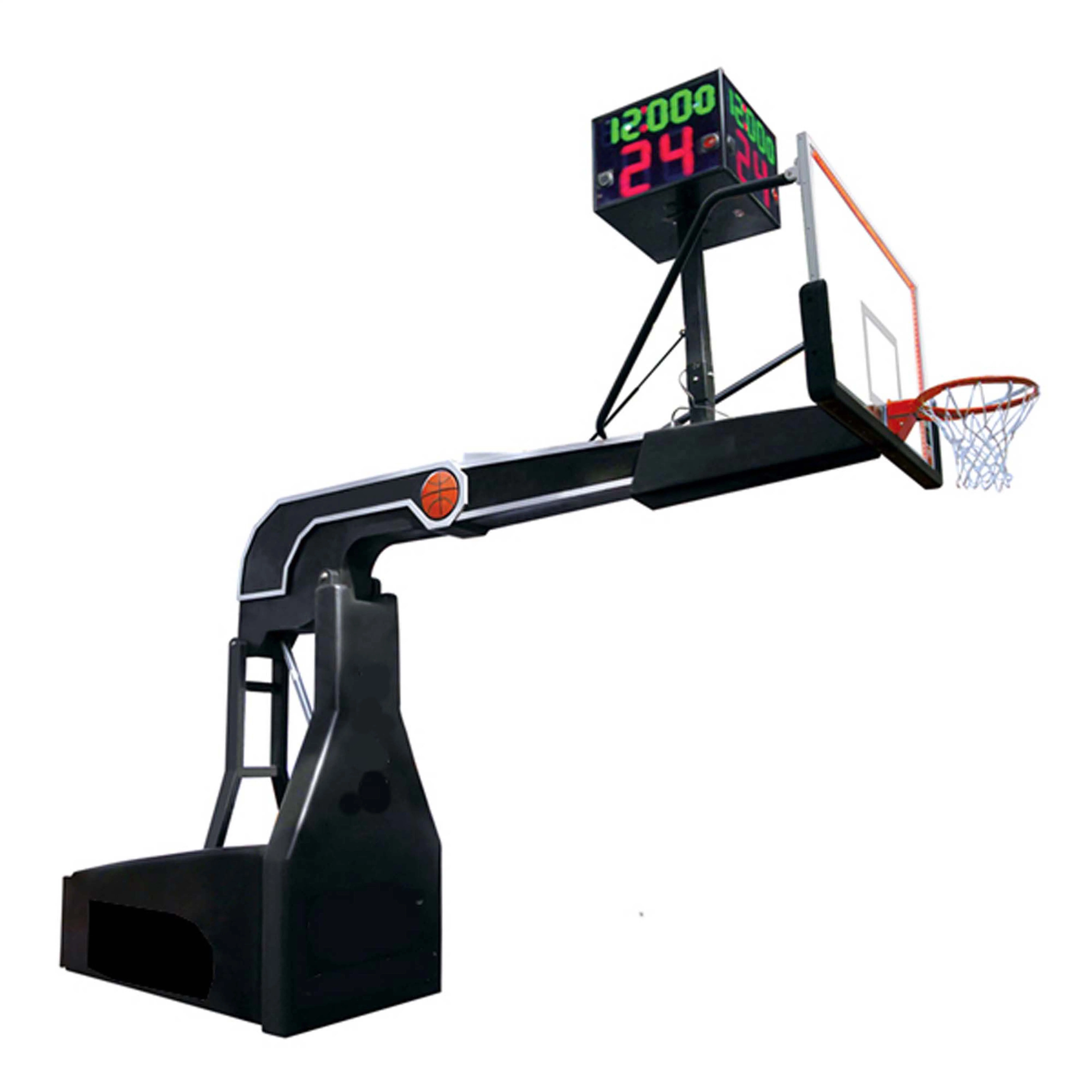 Multiple Colour Intelligent Telecontrol Hydraulic Foldable Basketball Hoop Goal / Stand Standard Tempered Glass Backboard for Indoor / Outdoor