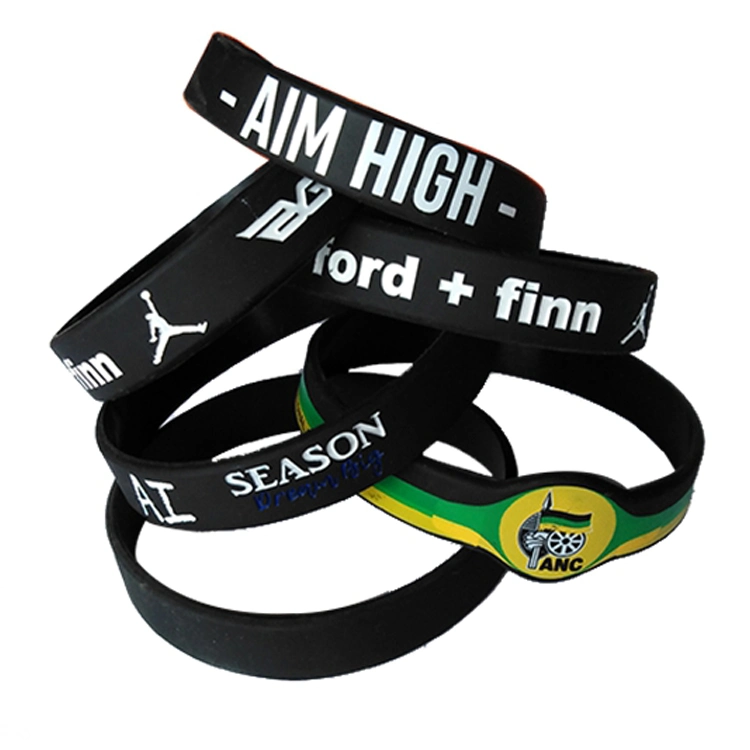 OEM Custom Silicone Rubber Embossed Debossed Printed Logo Wristband for Events