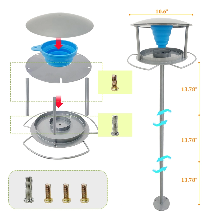 Jh-Mech 3 Pole Sections Automatic Feeder Rubber Bowl Wild Automatic Bird Feeder