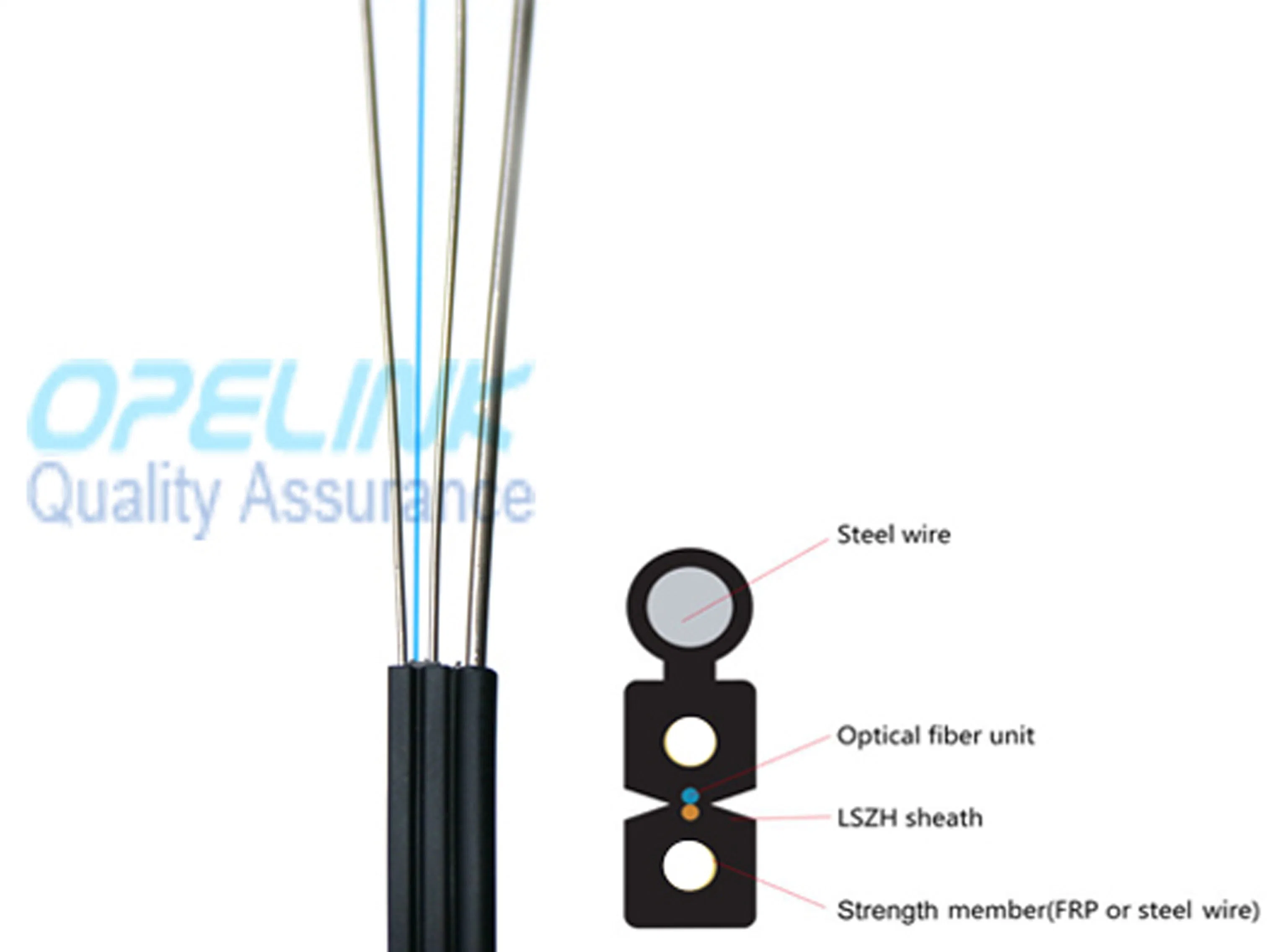 Self Support Drop Cable LSZH with Steel Wire Messenger and FRP Strength Member for Communication