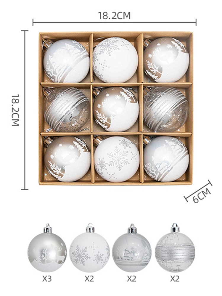 Silver Luxury Vintage Surprise Christmas Ball Christmas Printed Hanging Plastic Ball Ornaments