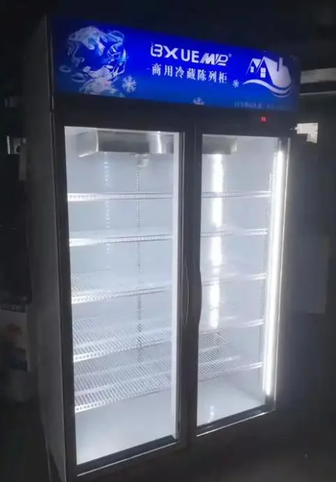 Factory OEM Transparent 650L Glass Door Refrigerator Freezer Fridge with LED Lights