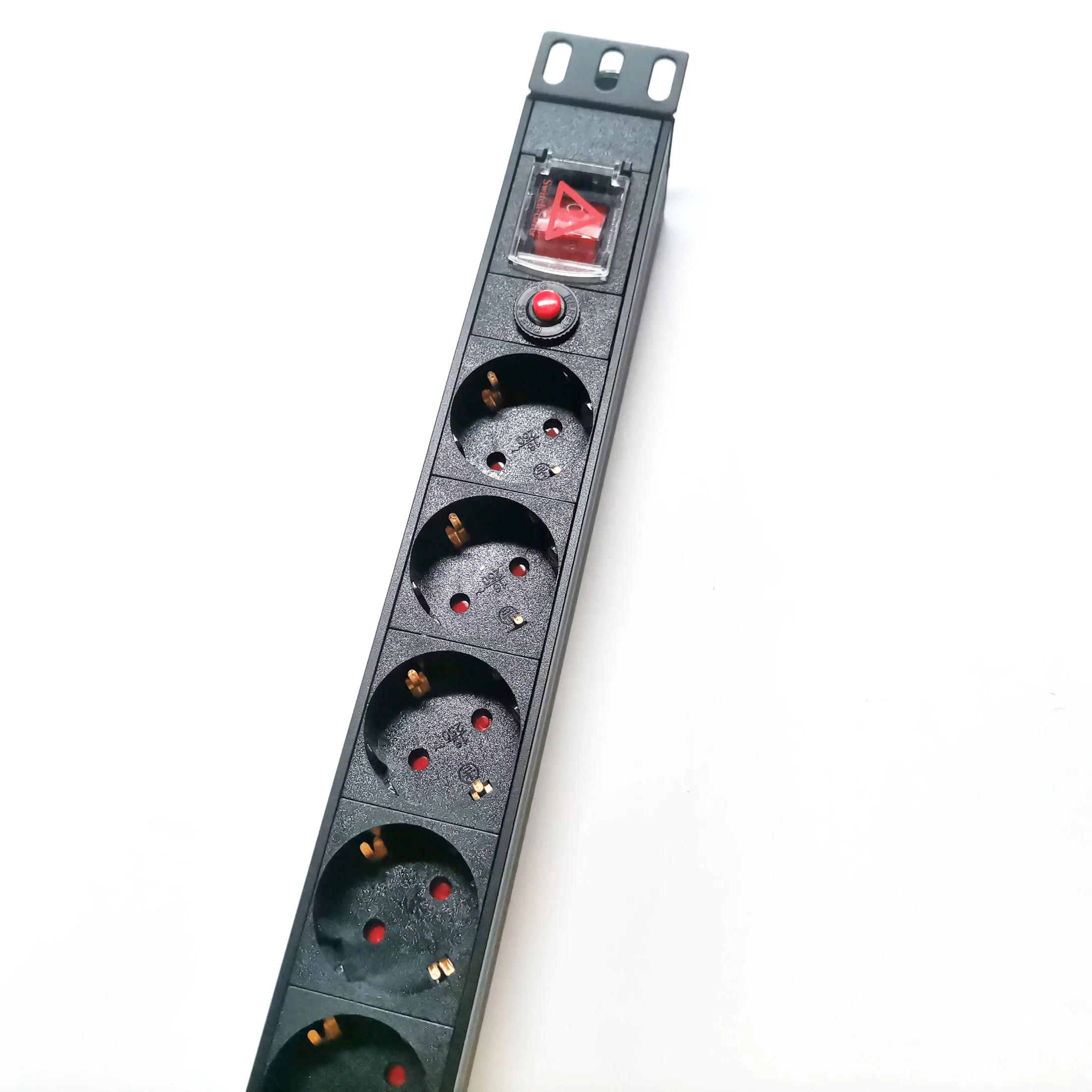 4000W 19" 1u Rack Mount Power Distribution Unit 8 Ways German PDU Socket with Overload Protection Switch 250V 16A