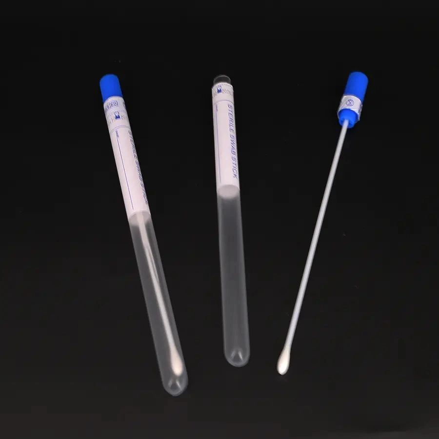 Medical Nylon Fiber Female Nasal Flock Swab Sample Collection Nasopharyngeal Transport Stick Tube Test Set Kit