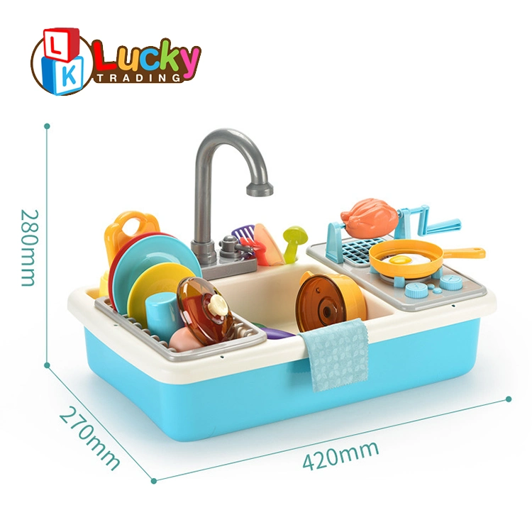 Plastic Dishes and Sink Toy Dish-Washing Toy Food Pretend Gift