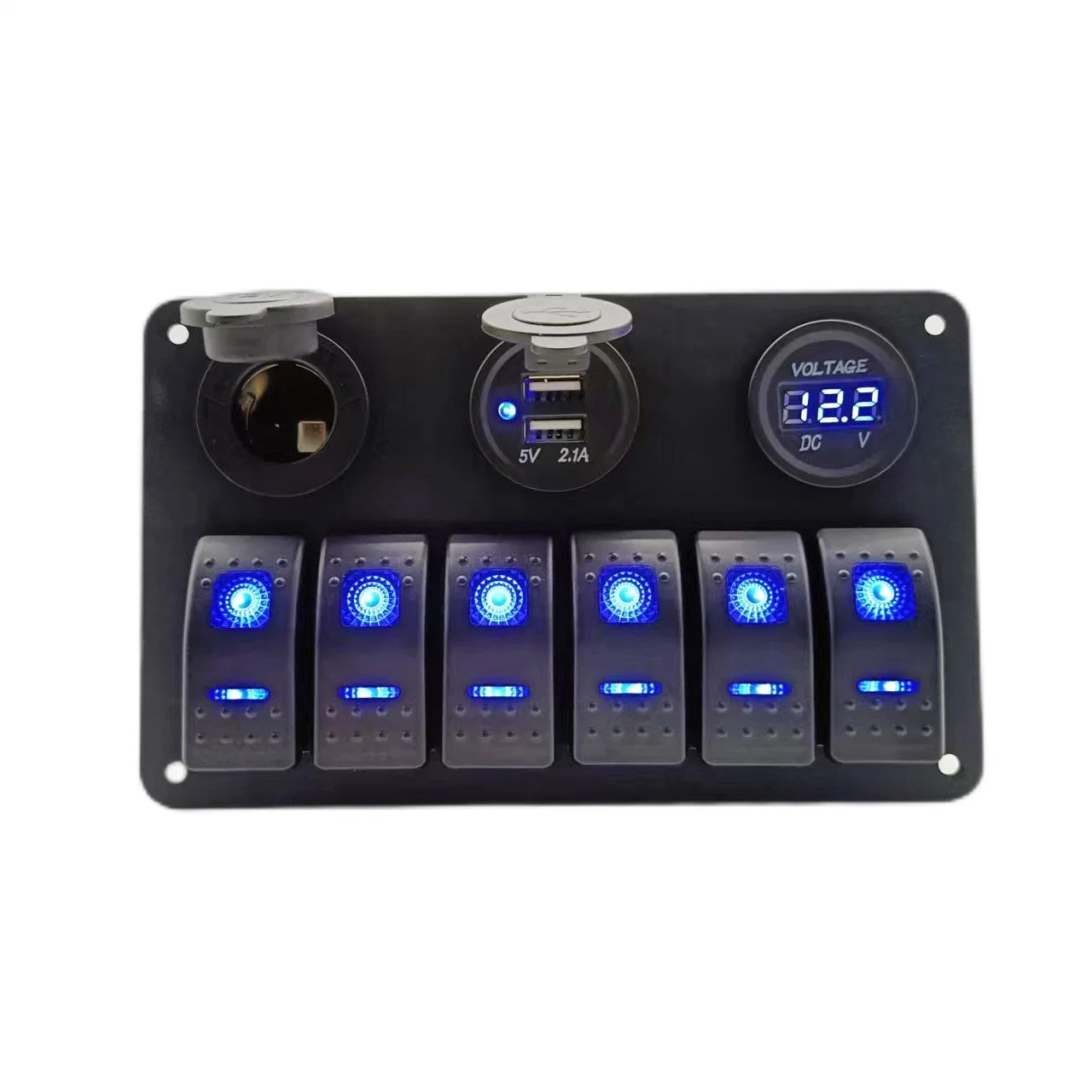 Waterproof 12V 24V 6 Gang Switch Car Truck Switch Panel with Cigarette Lighter Adapter