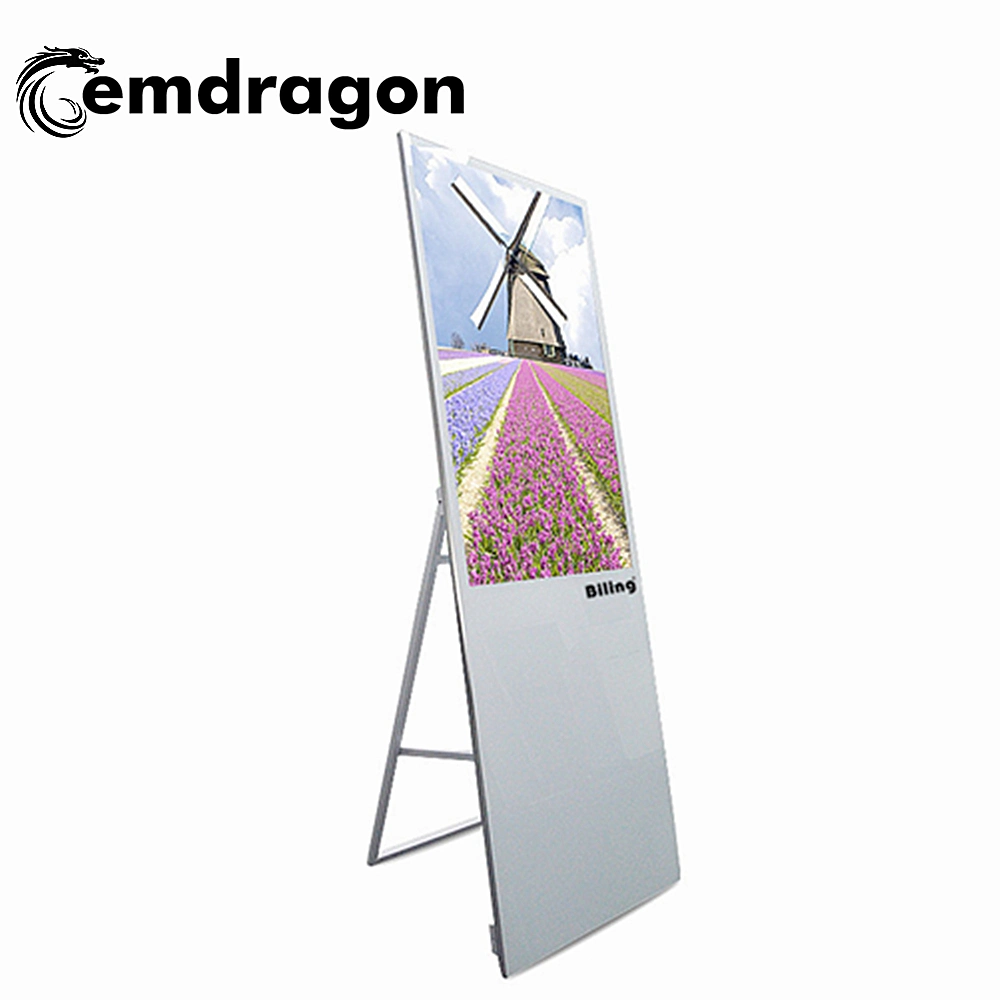 2019 New White Color 43 Inch Ultra Thin Portable Advertising Screen Floor Stand LCD Digital Signage