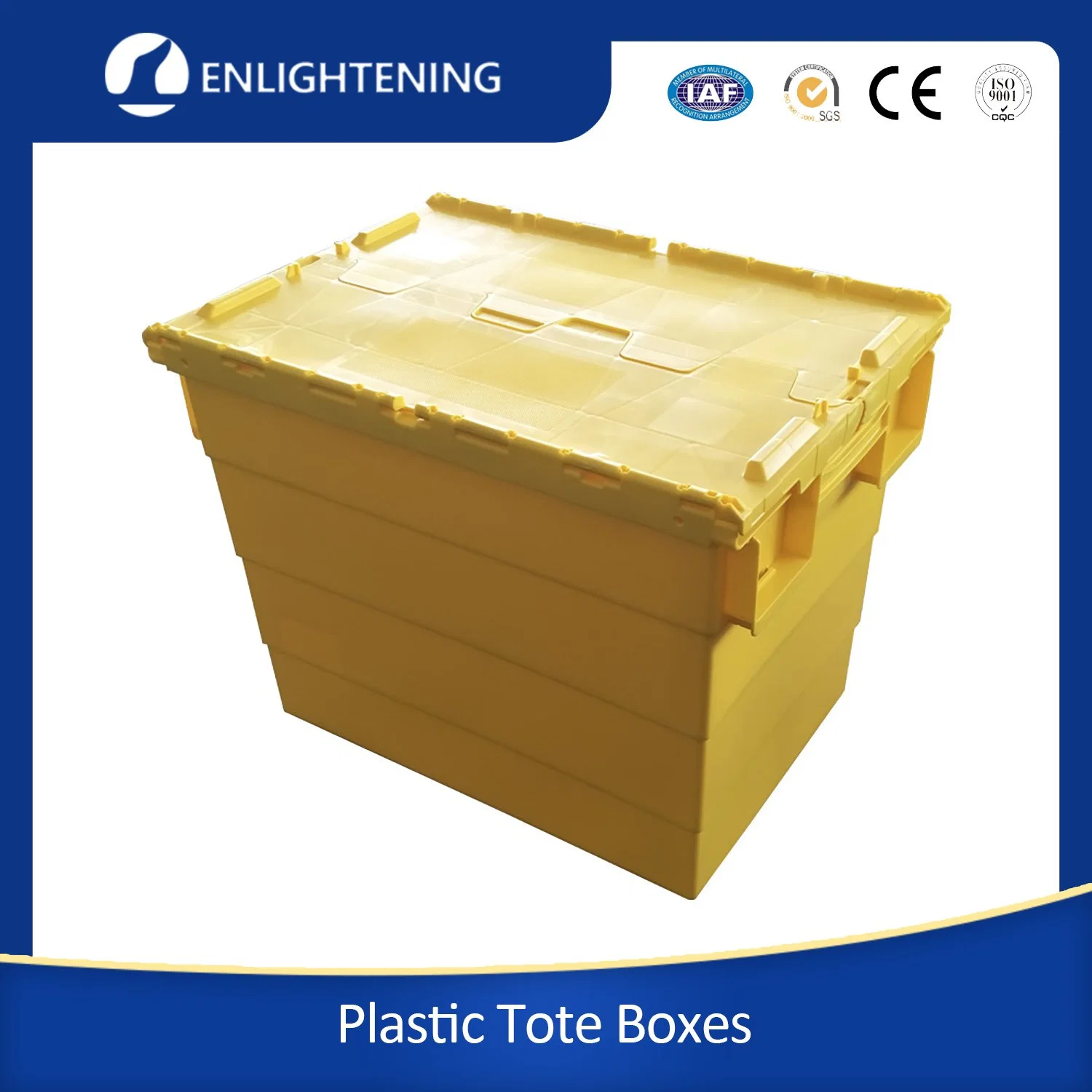 Common Size Industrial Shipping Logistic Heavy Duty Plastic Storage Containers Totes Box with Hinged Lid for Market and Store