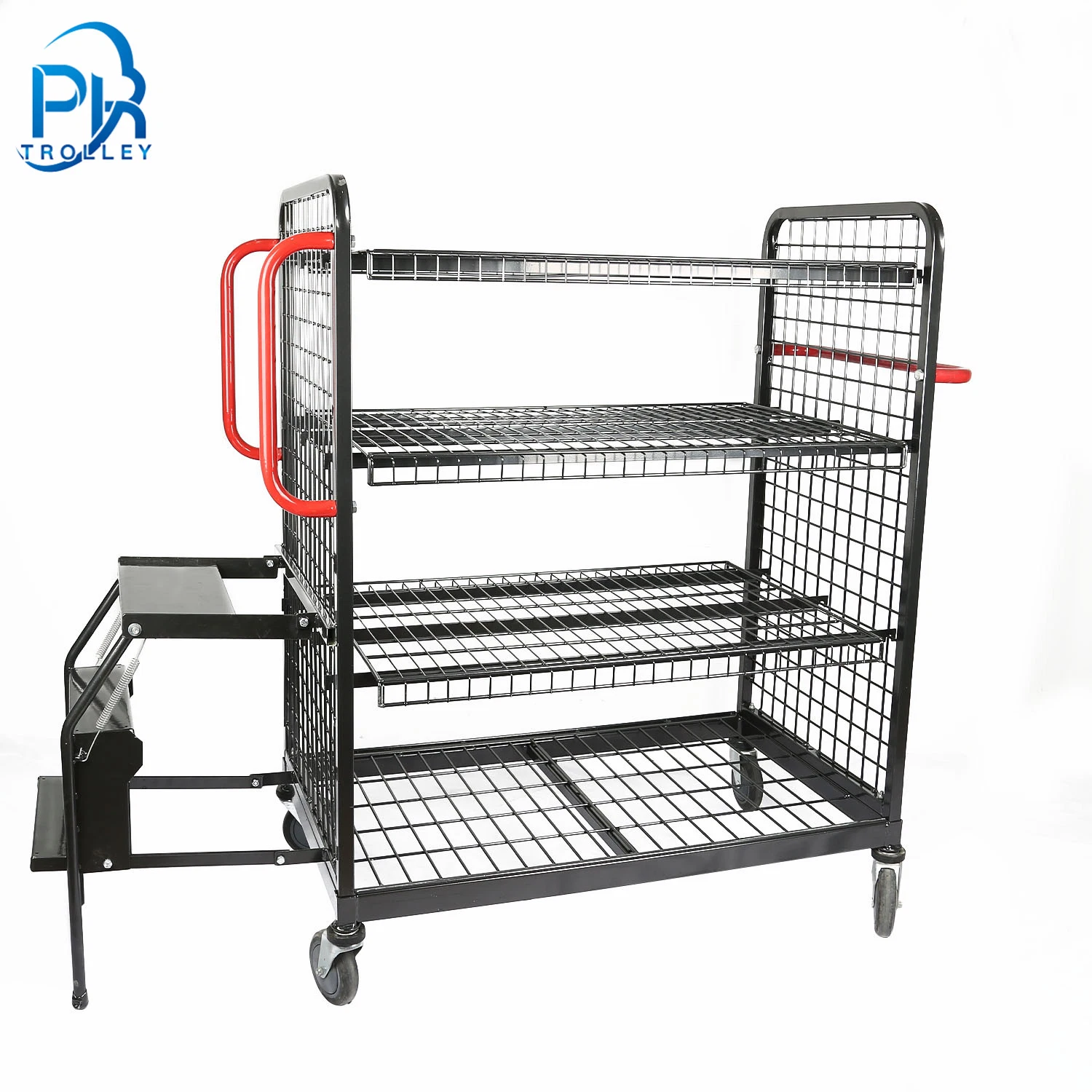 Warehouse Logistics Multi-Tier Order Picking Trolley with Steps and Ladder