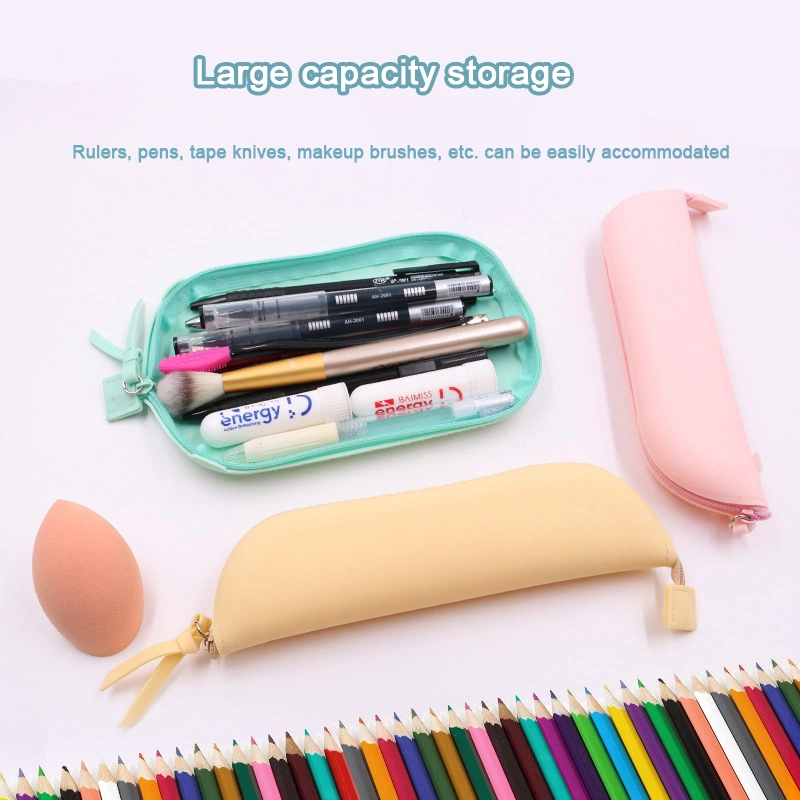 Pencil Case Silicone Waterproof Pen Pouch Zipper Pencil Bag Suitable Office School