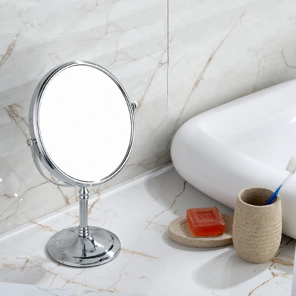 8-дюймовая двусторонняя поворотная подставка Увеличительное зеркало для ванной комнаты с хромированным покрытием