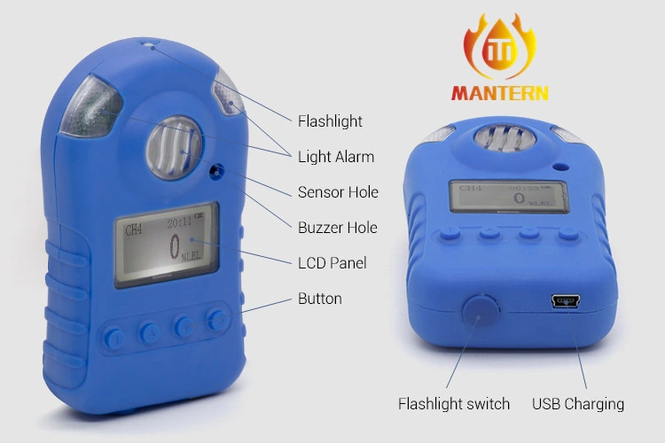 Monitor portátil CH4 O2 da bateria de gás com visor de fábrica da China OEM Detetor de gás H2S Co Industrial