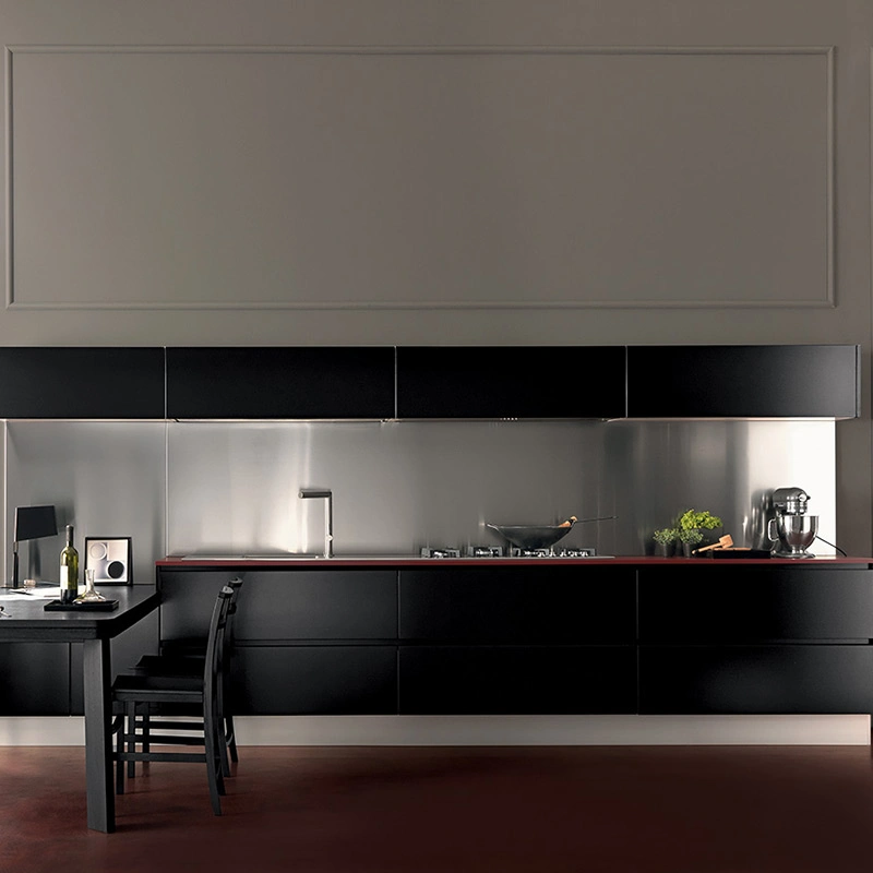 AIS Modern European Style Custom High quality/High cost performance  Modular Furniture Set Black Lacquer L Shape Kitchen Cabinets with Sink