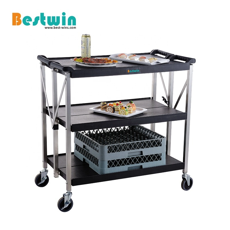 Multifunctional Plastic Service Trolley Kitchen Restaurant Utility Cart