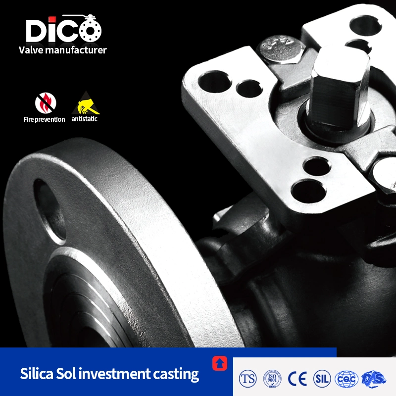 Válvula de esfera flutuante da flange do Dico API 150-300lb Wcb/SS304/316 2PC