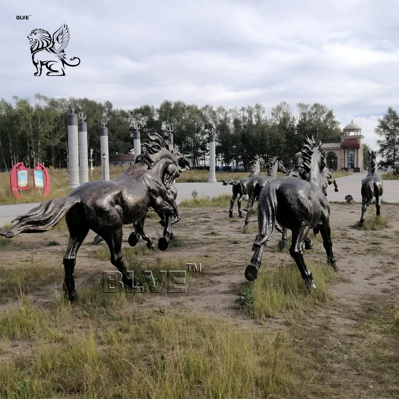 Exterior Gran Jardín de Metal Brass Bronce Escultura caballo de carrera personalizada Fábrica de estatuas