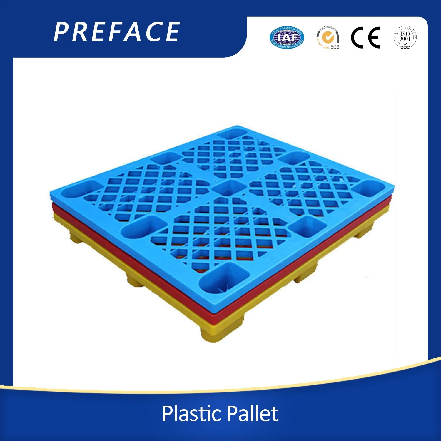 1.200X800mm HDPE 9 patas rejilla apilable de uso ligero moldeada por soplado Superficie de plástico de Pallet para exportación de proveedores de Logística y Transportati plástico Palet